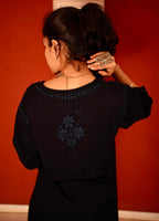 Modal Chikankari Kurta- Navy Blue| Sanjh Collection