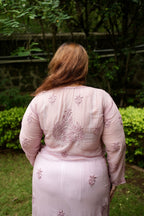 Viscose Georgette Chikankari Kurta - Blush Pink | Sanjh Collection