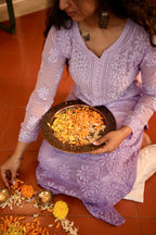 Viscose Georgette Chikankari Kurta - Purple | Sanjh Collection