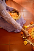 Viscose Georgette Chikankari Kurta - Purple | Sanjh Collection