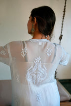 Viscose Georgette Chikankari Kurta - Shaded Blue | Sanjh Collection