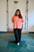 Modal Chikankari Kurta- Orange | Sanjh Collection