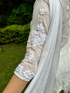 Viscose Georgette Chikankari Kurta Set - White | Noor Collection