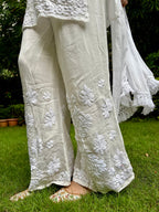 Viscose Georgette Chikankari Kurta Set - White | Noor Collection