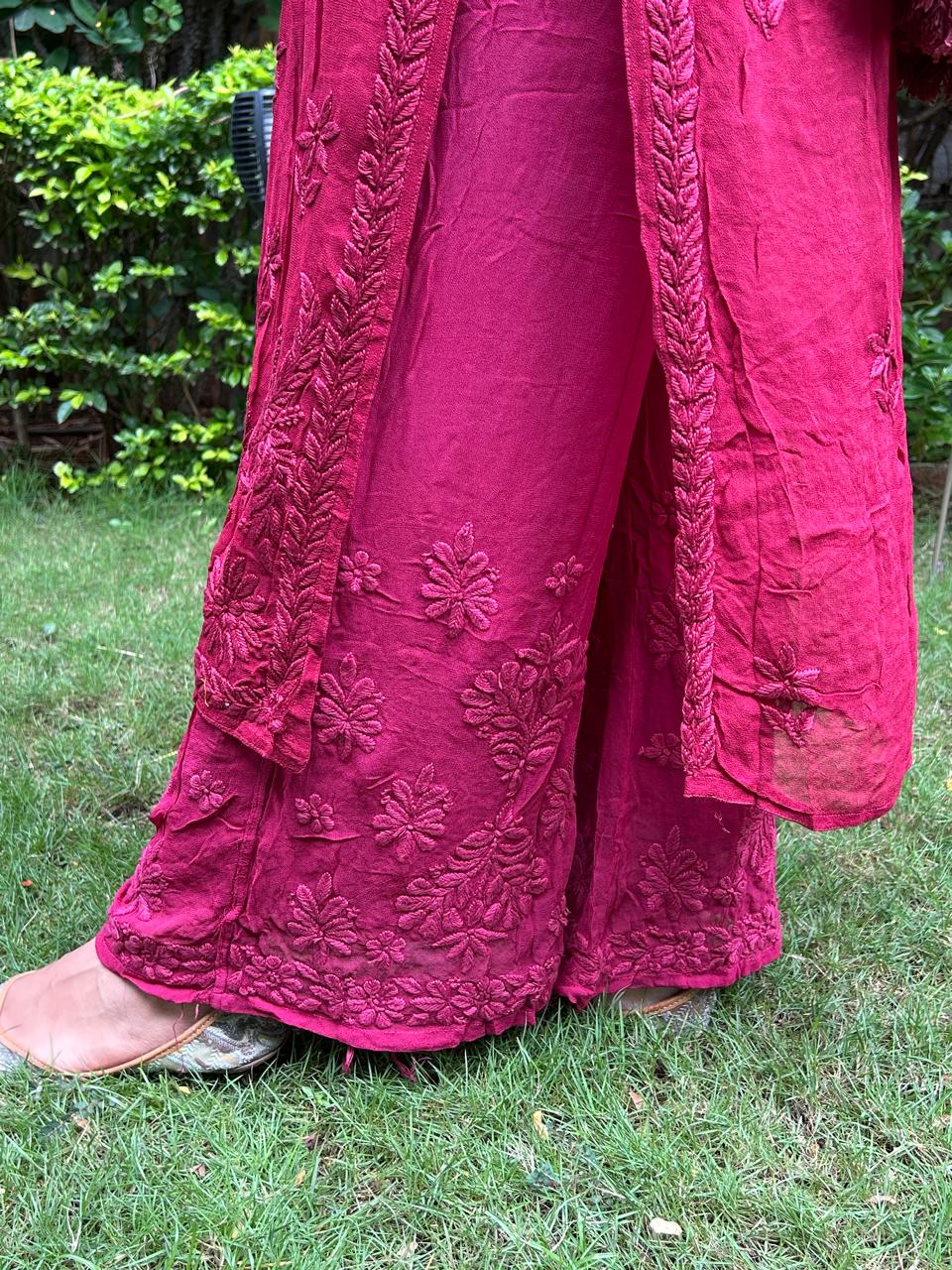 Viscose Georgette Kurta Set - Red | Noor Collection