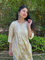 Chanderi Silk Chikankari Kurta- Shaded Yellow | Sehr Collection