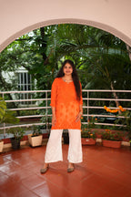 Viscose Georgette Chikankari Kurta - Orange | Sanjh Collection