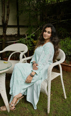 Modal Chikankari Kurta Set - Sky Blue | Noor Collection