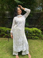 Viscose Georgette Kurta Set - White | Noor Collection