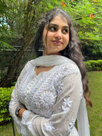 Viscose Georgette Kurta Set - White | Noor Collection