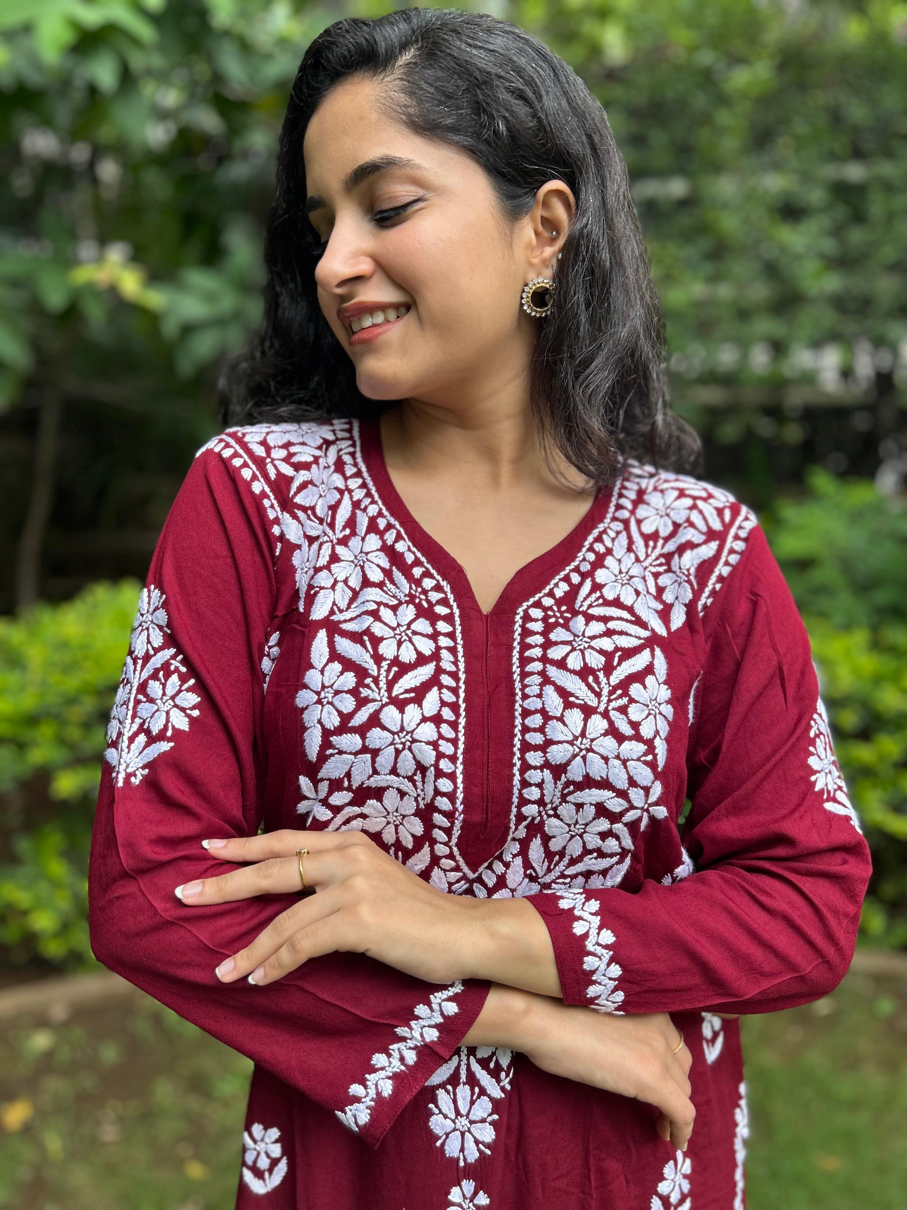 Modal Dhoti-Kurta Set - Maroon | Noor Collection