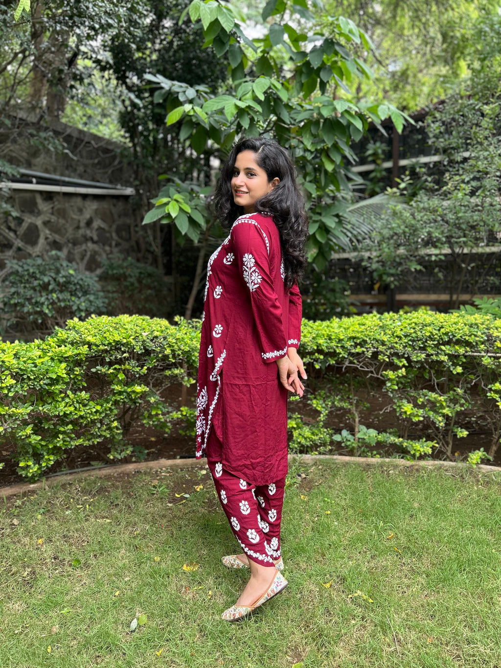 Modal Dhoti-Kurta Set - Maroon | Noor Collection