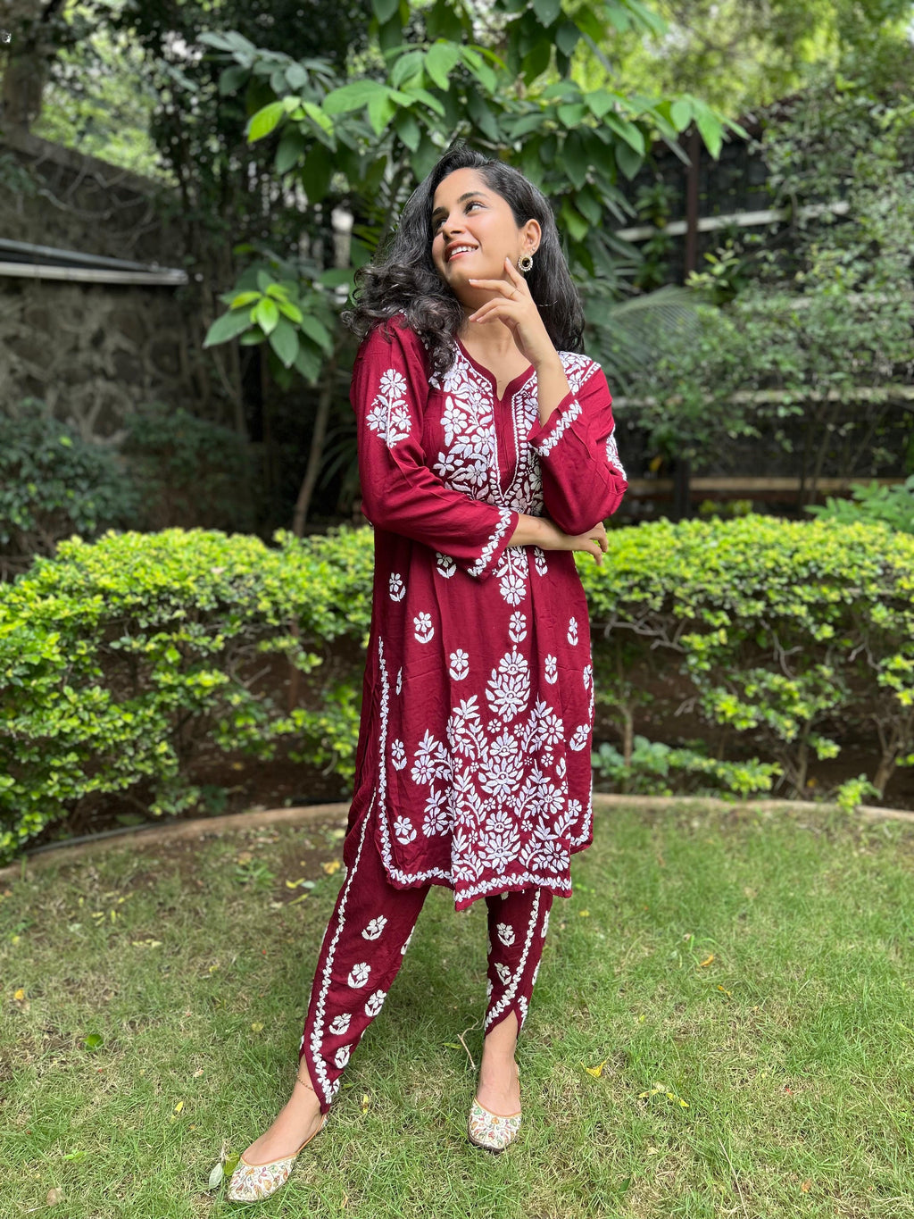 Modal Dhoti-Kurta Set - Maroon | Noor Collection