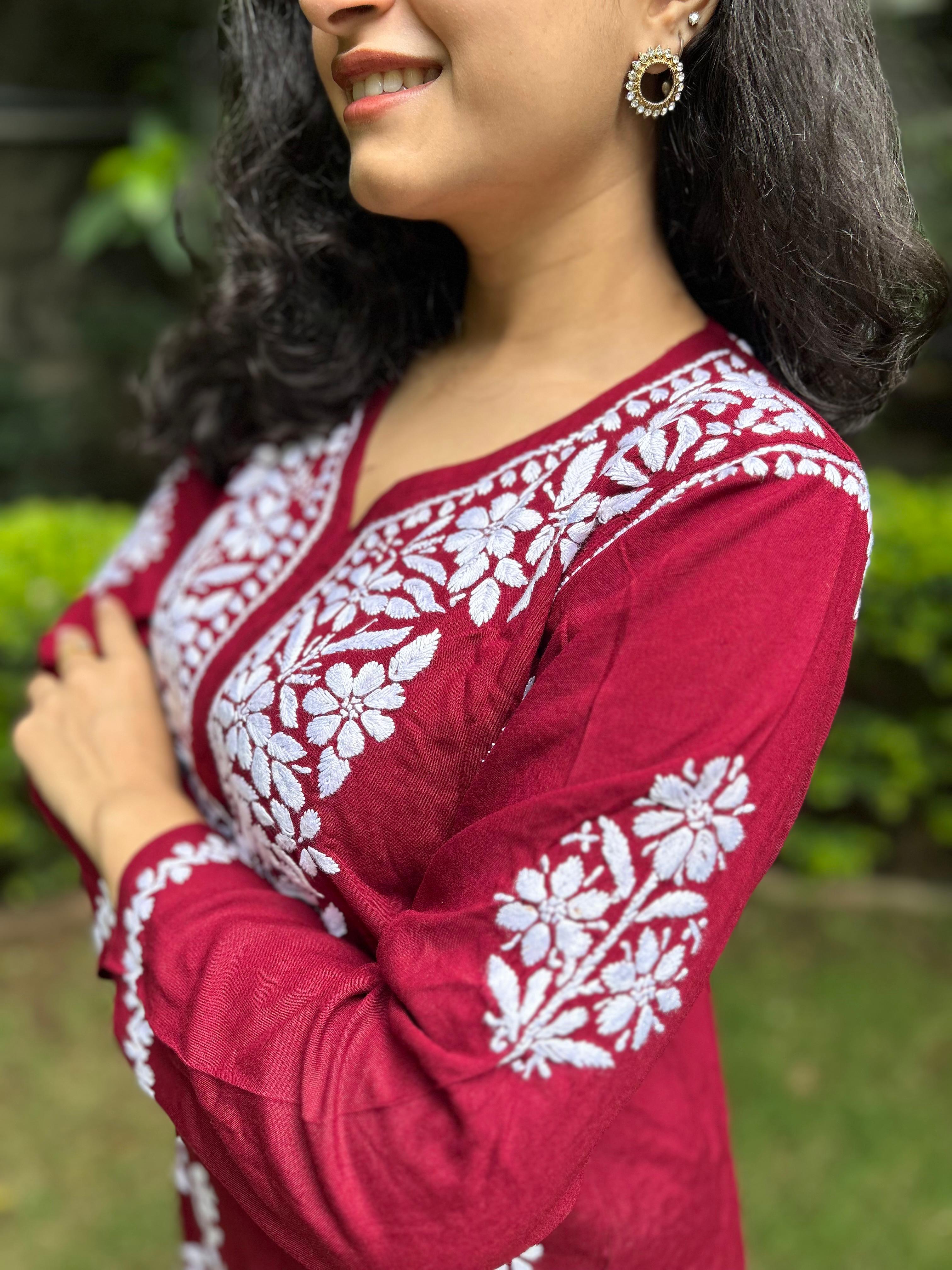 Modal Dhoti-Kurta Set - Maroon | Noor Collection